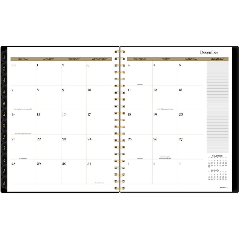 Cambridge® Radiate Weekly/Monthly Planner, Stylized Solar-Eclipse Artwork, 11 x 9.25, Black/Gold Cover, 12-Month (Jan to Dec): 2025 (AAG1725905) Each