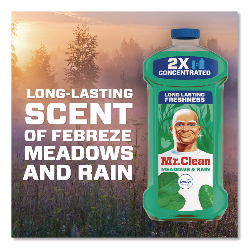 Mr. Clean Multipurpose Cleaning Solution with Febreze, Meadows and Rain, 64 oz Bottle, 4/Carton (PGC10725) Case of 4