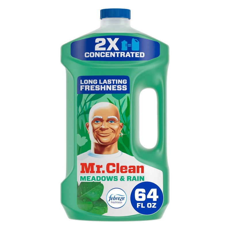 Mr. Clean Multipurpose Cleaning Solution with Febreze, Meadows and Rain, 64 oz Bottle, 4/Carton (PGC10725) Case of 4