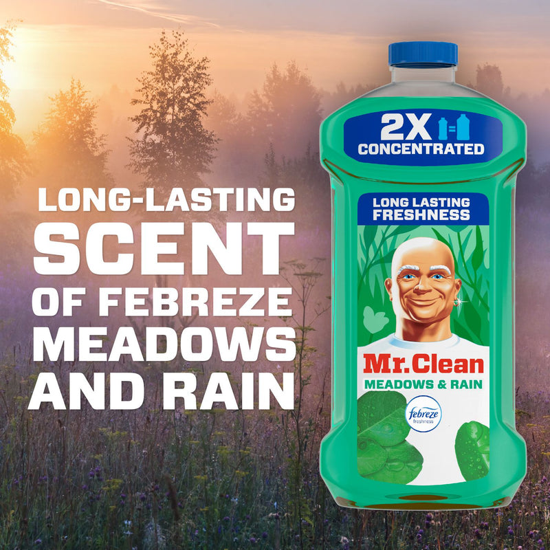 Mr. Clean Multipurpose Cleaning Solution with Febreze, Meadows and Rain, 64 oz Bottle (PGC10725EA) Each