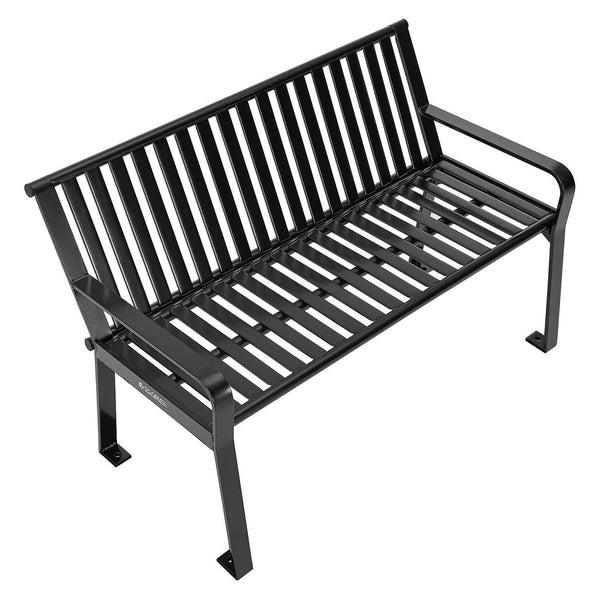 Global Industrial® Steel Slat Benches with Back, 48 x 27 x 31, Black (GBE694853BKKD) Each