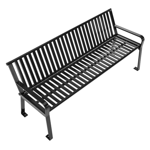 Global Industrial® Steel Slat Benches with Back, 72 x 26 x 31, Black (GBE694854BKKD) Each