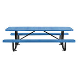 Global Industrial® Perforated Steel Picnic Table, Rectangular, 72 x 62 x 29.5, Blue Top, Blue Base/Legs (GBE694555BL) Each