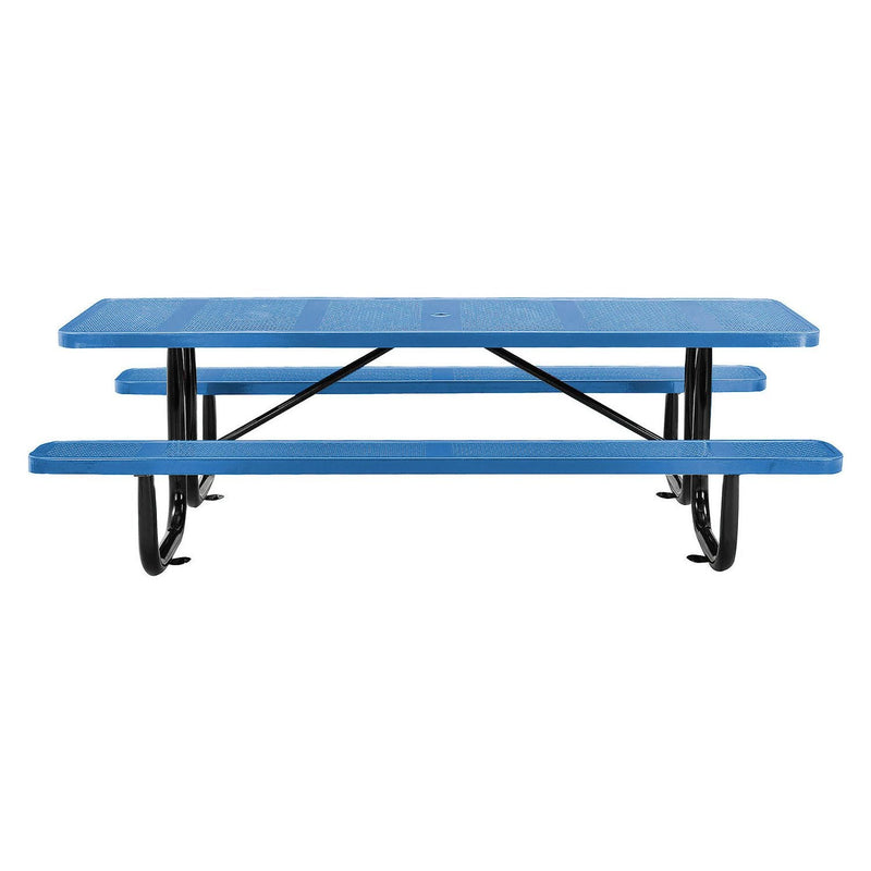 Global Industrial® Perforated Steel Picnic Table, Rectangular, 72 x 62 x 29.5, Blue Top, Blue Base/Legs (GBE694555BL) Each