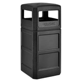 Global Industrial® Square Plastic Waste Receptacle, Dome Lid with Open Sides, 42 gal, Black (GBE641414BK) Each
