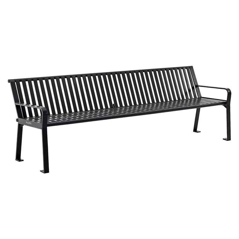 Global Industrial® Steel Slat Benches with Back, 96 x 26 x 31, Black (GBE694855BKKD) Each