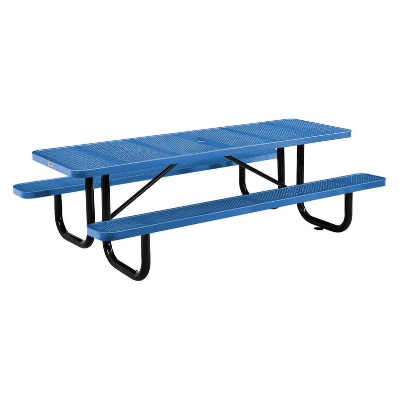 Global Industrial® Perforated Steel Picnic Table, Rectangular, 72 x 62 x 29.5, Blue Top, Blue Base/Legs (GBE694555BL) Each
