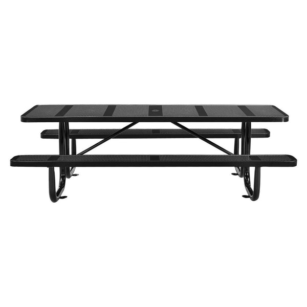 Global Industrial® Perforated Steel Picnic Table, Rectangular, 72 x 62 x 29.5, Black Top, Black Base/Legs (GBE694555BK) Each