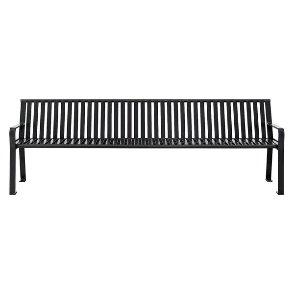Global Industrial® Steel Slat Benches with Back, 96 x 26 x 31, Black (GBE694855BKKD) Each