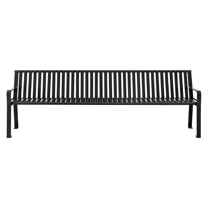Global Industrial® Steel Slat Benches with Back, 96 x 26 x 31, Black (GBE694855BKKD) Each
