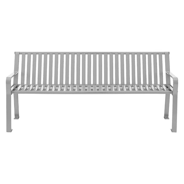 Global Industrial® Steel Slat Benches with Back, 72 x 26 x 31, Gray (GBE694854GYKD) Each