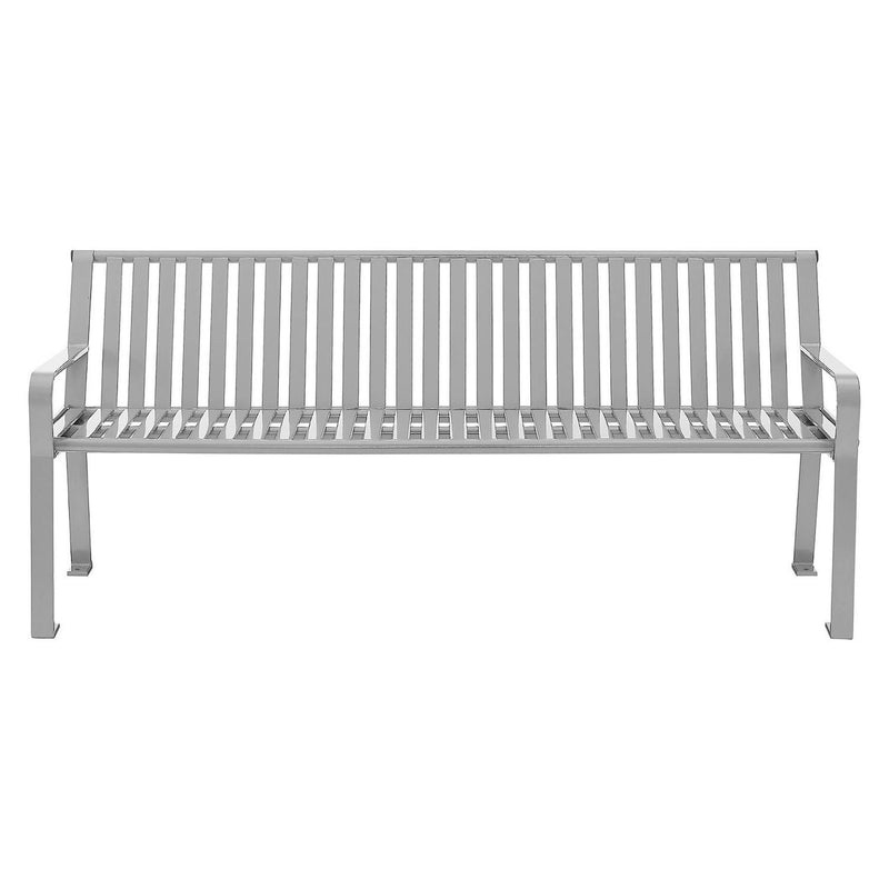 Global Industrial® Steel Slat Benches with Back, 72 x 26 x 31, Gray (GBE694854GYKD) Each