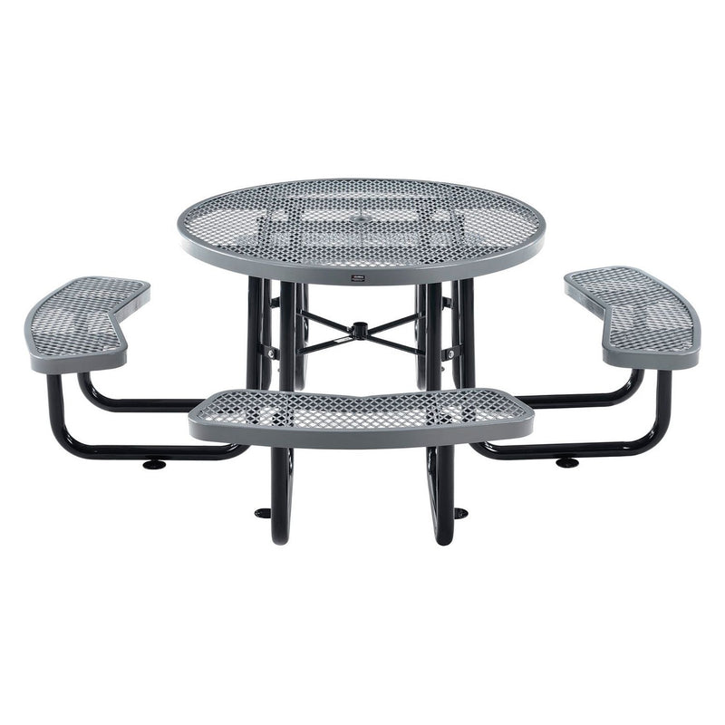 Global Industrial® Expanded Steel Picnic Table, Round, 46" Dia x 29.5"h, Gray Top, Gray Base/Legs (GBE277150GY) Each