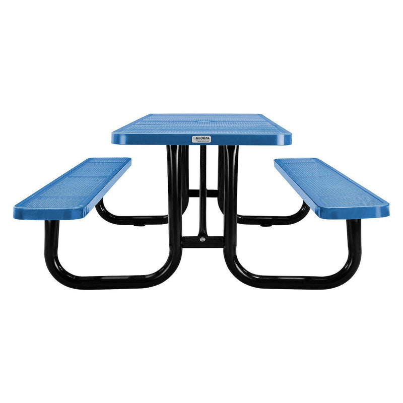 Global Industrial® Perforated Steel Picnic Table, Rectangular, 72 x 62 x 29.5, Blue Top, Blue Base/Legs (GBE694555BL) Each