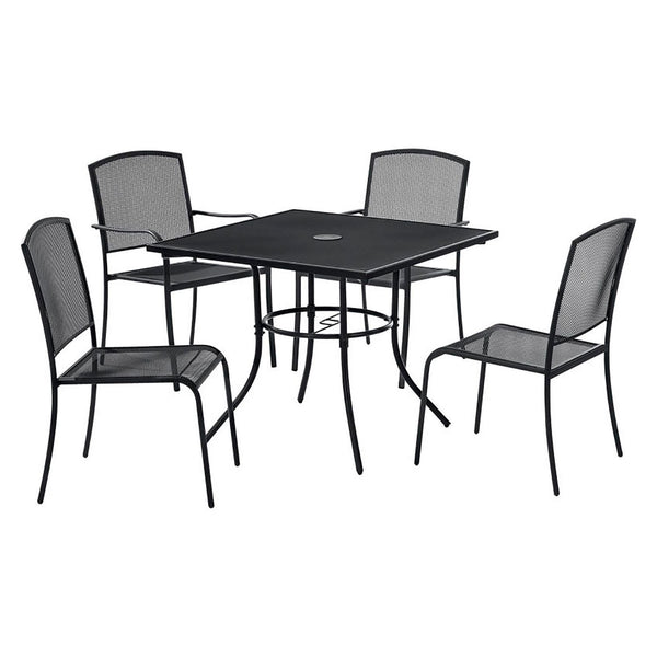 Global Industrial® Interion Mesh Cafe Table and Chair Sets, Square, 48 x 48 x 29, Black Top, Black Base/Legs (GBE695973) Each