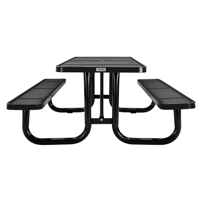 Global Industrial® Perforated Steel Picnic Table, Rectangular, 72 x 62 x 29.5, Black Top, Black Base/Legs (GBE694555BK) Each