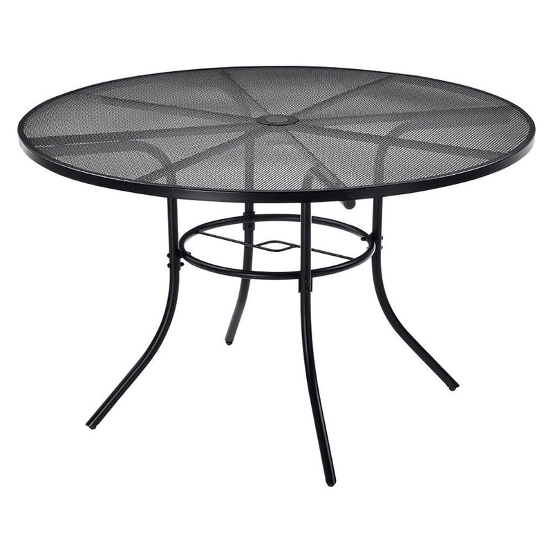 Global Industrial® Interion Mesh Cafe Table and Chair Sets, Round, 48" Dia x 29"h, Black Top, Black Base/Legs (GBE695971) Each