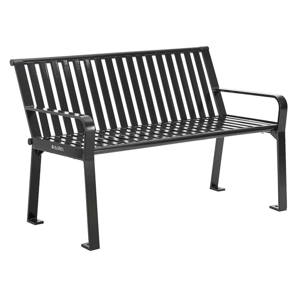 Global Industrial® Steel Slat Benches with Back, 48 x 27 x 31, Black (GBE694853BKKD) Each