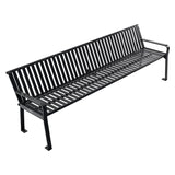 Global Industrial® Steel Slat Benches with Back, 96 x 26 x 31, Black (GBE694855BKKD) Each
