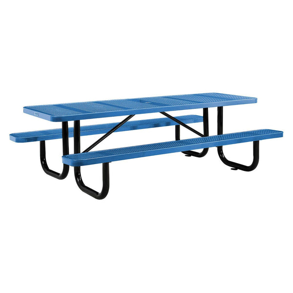 Global Industrial® Perforated Steel Picnic Table, Rectangular, 72 x 62 x 29.5, Blue Top, Blue Base/Legs (GBE694555BL) Each