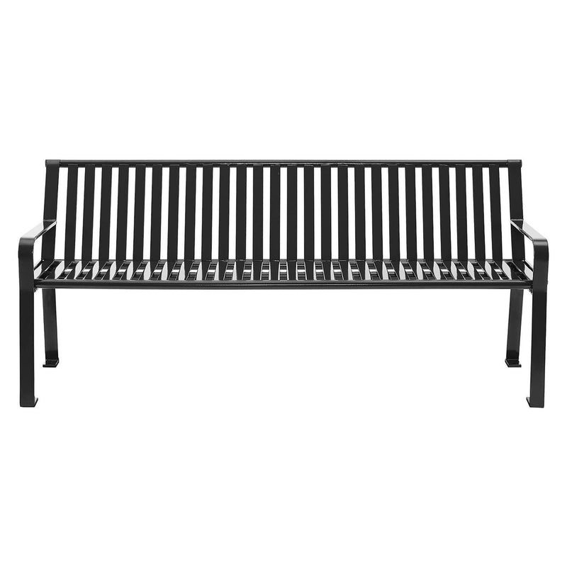 Global Industrial® Steel Slat Benches with Back, 72 x 26 x 31, Black (GBE694854BKKD) Each