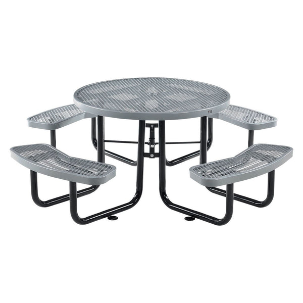 Global Industrial® Expanded Steel Picnic Table, Round, 46" Dia x 29.5"h, Gray Top, Gray Base/Legs (GBE277150GY) Each