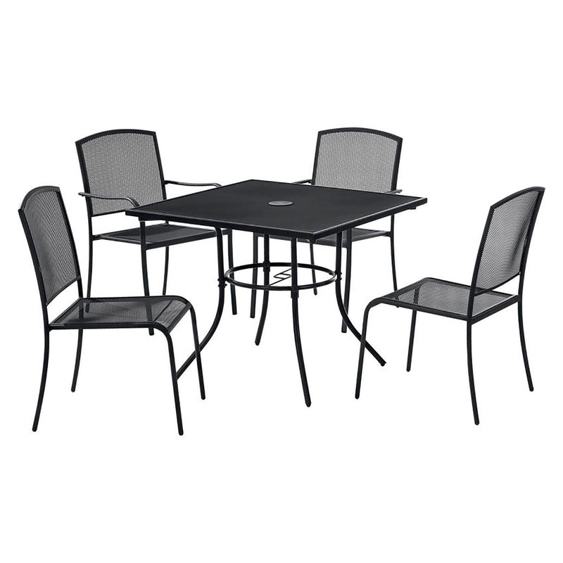 Global Industrial® Interion Mesh Cafe Table and Chair Sets, Square, 36 x 36 x 29, Black Top, Black Base/Legs (GBE695974) Each