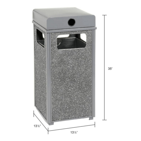Global Industrial® Stone Panel All Weather Trash Receptacle Urn, 12 gal, Steel, Gray (GBE239576GY) Each