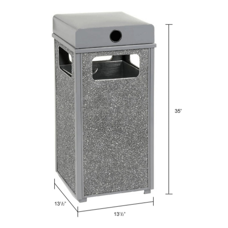 Global Industrial® Stone Panel All Weather Trash Receptacle Urn, 12 gal, Steel, Gray (GBE239576GY) Each