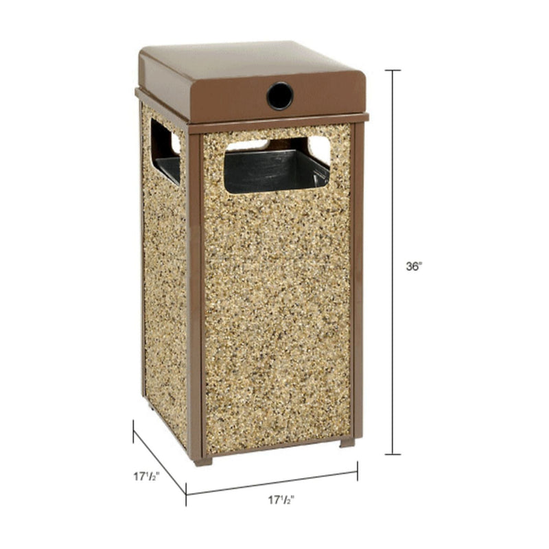 Global Industrial® Stone Panel All Weather Trash Receptacle Urn, 24 gal, Steel, Brown (GBE238241BN) Each