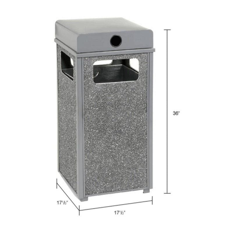 Global Industrial® Stone Panel All Weather Trash Receptacle Urn, 24 gal, Steel, Gray (GBE238241GY) Each