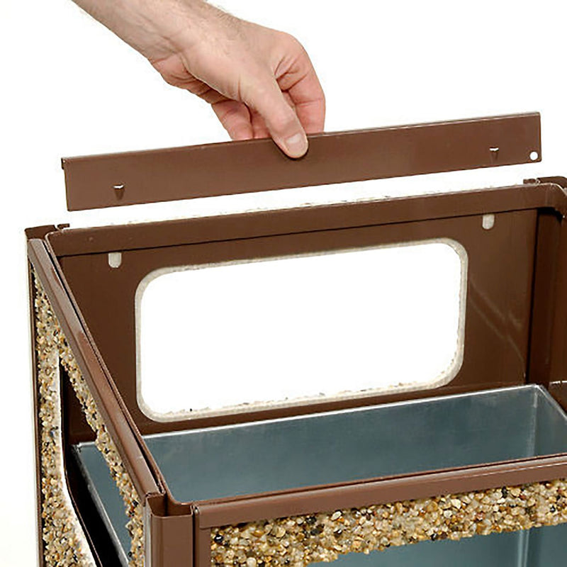 Global Industrial® Stone Panel All Weather Trash Receptacle Urn, 12 gal, Steel, Brown (GBE239576BN) Each