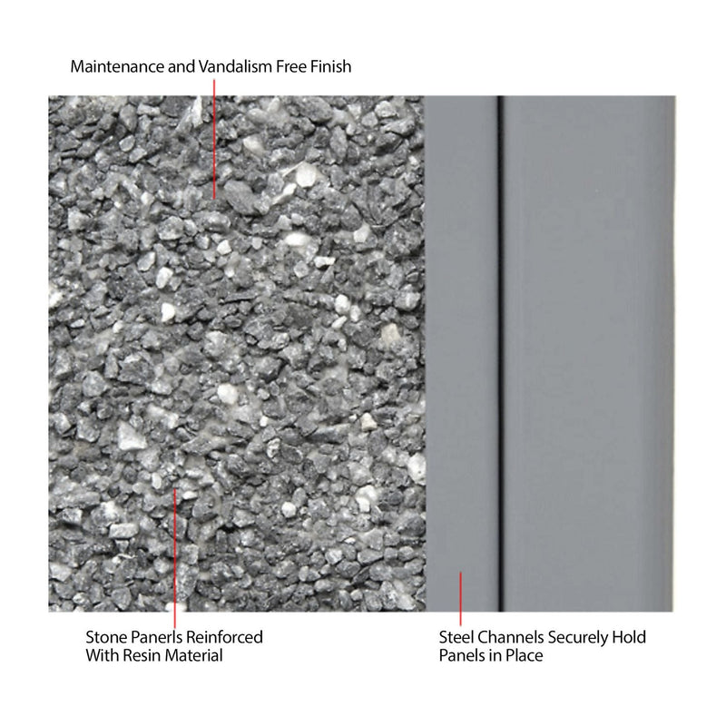 Global Industrial® Stone Panel All Weather Trash Receptacle Urn, 24 gal, Steel, Gray (GBE238241GY) Each