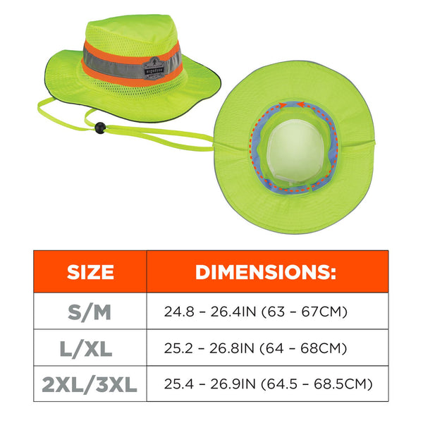 Ergodyne Chill-Its 8935CT Hi-Vis PVA Ranger Sun Hat, Polyester/PVA, 2X-Large/3X-Large, Lime (EGO12600) Each
