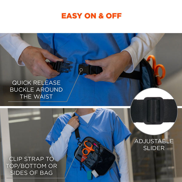 Ergodyne Arsenal 5717 Convertible Nurse Belt Bag, 10 Compartments, 7 x 10, Nylon, Black (EGO13720) Each