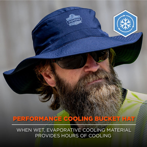 Ergodyne Chill-Its 8939 Cooling Bucket Hat, Polyester/Spandex, One Size Fits Most, Navy (EGO12665) Each