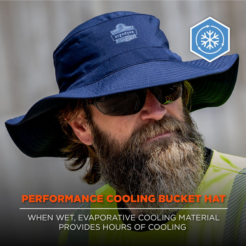 Ergodyne Chill-Its 8939 Cooling Bucket Hat, Polyester/Spandex, One Size Fits Most, Navy (EGO12665) Each