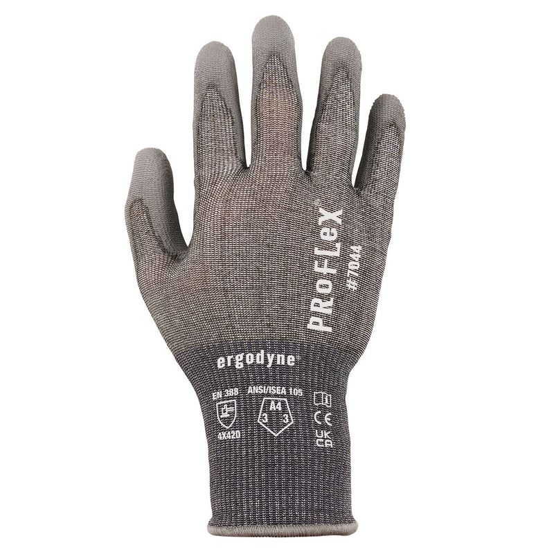 Ergodyne ProFlex 7044 ANSI A4 PU Coated CR Gloves, Gray, X-Small, Pair (EGO10491) 1 Pair