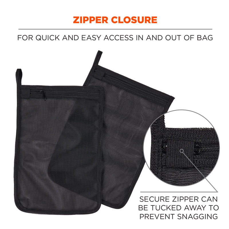 Ergodyne Arsenal 5718 Zippered Mesh Wash Bag, 8 x 10, Polyester, Black, 10/Pack (EGO13721) Each