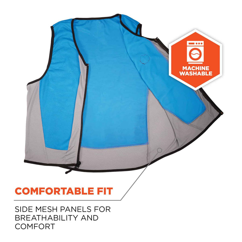Ergodyne Chill-Its 6667 Wet Evaporative PVA Cooling Vest with Zipper, PVA, 4X-Large, Blue (EGO12698) Each