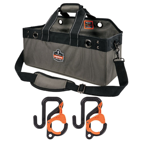Ergodyne® Arsenal 5846 Bucket Truck Tool Bag, Locking Aerial Bucket Hooks, 11 Comp/5 Grommets, 18x7.5x7.5, Gray, Ships in 1-3 Bus Days (EGO13747) Each