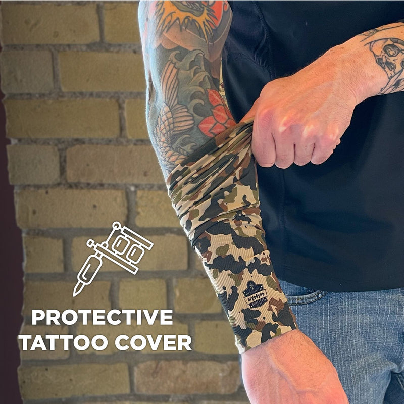 Ergodyne Chill-Its 6695 Sun Protection Arm Sleeves, Polyester/Spandex, Medium/Large, Camo (EGO12191) Each