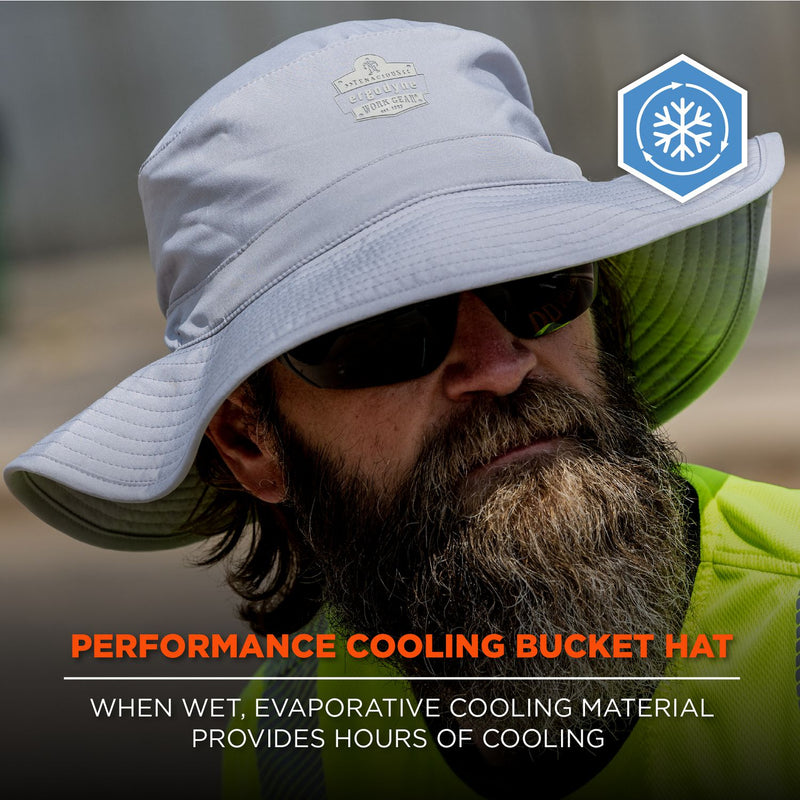 Ergodyne Chill-Its 8939 Cooling Bucket Hat, Polyester/Spandex, One Size Fits Most, Gray (EGO12666) Each