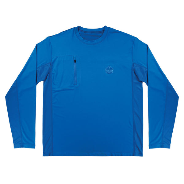 Ergodyne Chill-Its 6689 Cooling Long Sleeve Sun Shirt with UV Protection, Large, Blue (EGO12154) Each