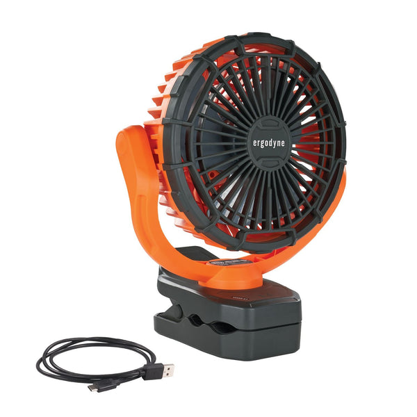 Ergodyne Chill-Its 6090 Rechargeable Portable Jobsite Fan, 9.5, Orange/Black (EGO12800) Each