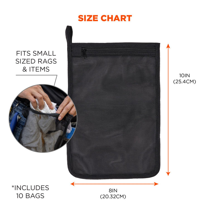 Ergodyne Arsenal 5718 Zippered Mesh Wash Bag, 8 x 10, Polyester, Black, 10/Pack (EGO13721) Each