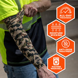 Ergodyne Chill-Its 6695 Sun Protection Arm Sleeves, Polyester/Spandex, X-Large/2X-Large, Camo (EGO12192) Each
