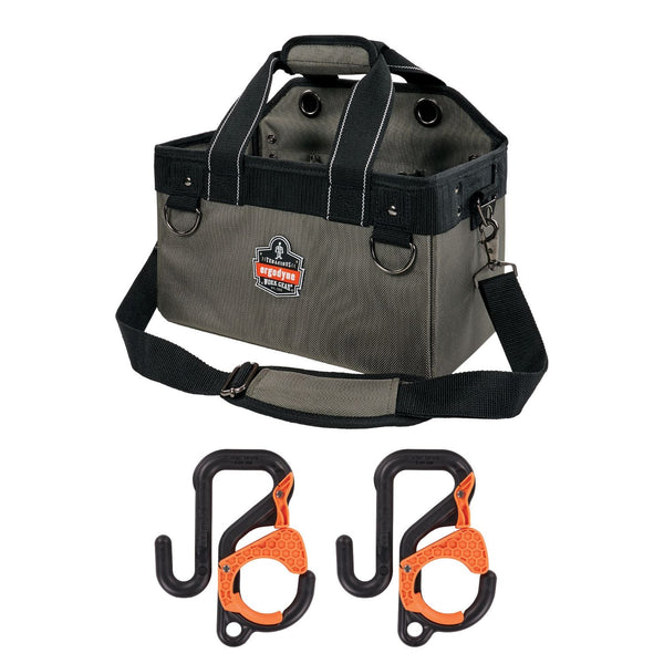 Ergodyne® Arsenal 5846 Bucket Truck Tool Bag, Locking Aerial Bucket Hooks, 8 Comp/2 Grommet, 13 x 7.5 x 7.5, Gray,Ships in 1-3 Bus Days (EGO13746) Each