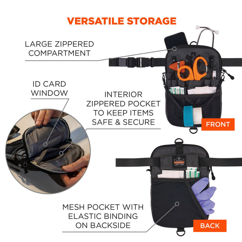 Ergodyne Arsenal 5717 Convertible Nurse Belt Bag, 10 Compartments, 7 x 10, Nylon, Black (EGO13720) Each
