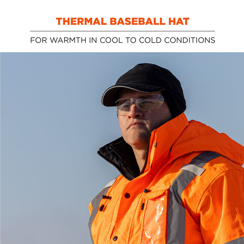 Ergodyne N-Ferno 6807 Winter Baseball Cap with Ear Flaps, One Size Fits Most, Black (EGO16965) Each